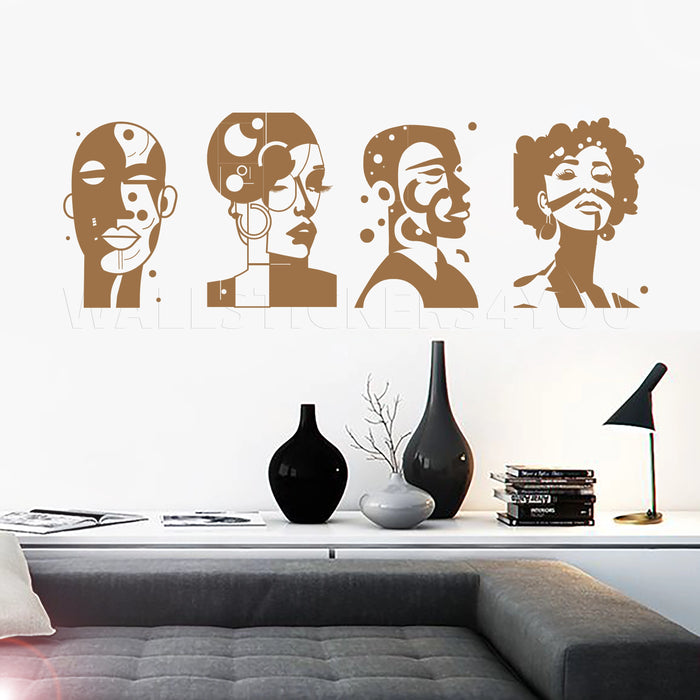 face abstract art decal brown