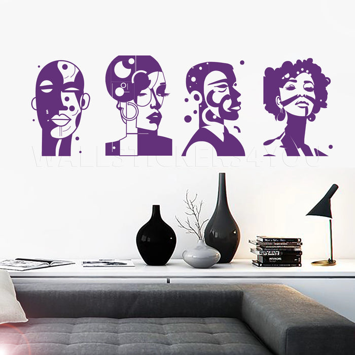 face abstract art decal purple