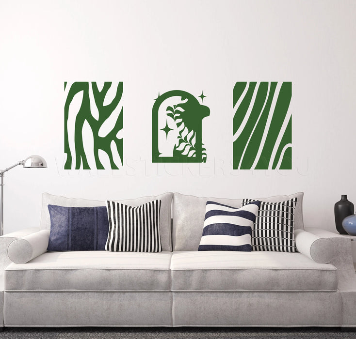 Abstract shapes wall decals dark green