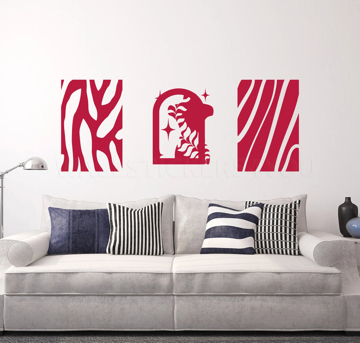 Abstract shapes wall decals dark red