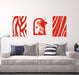 Abstract shapes wall decals fire red