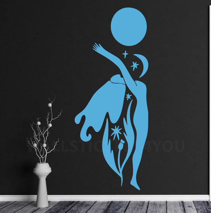 abstract woman decal light blue