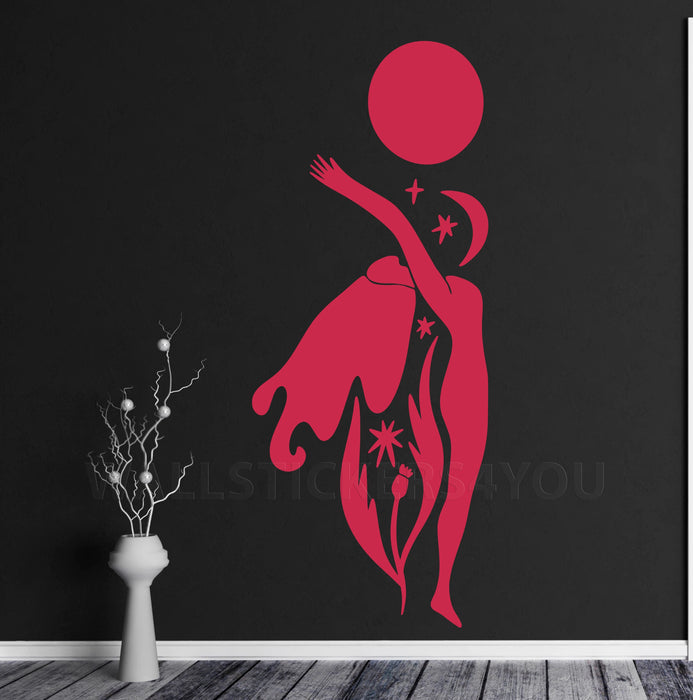 abstract woman decal  dark red