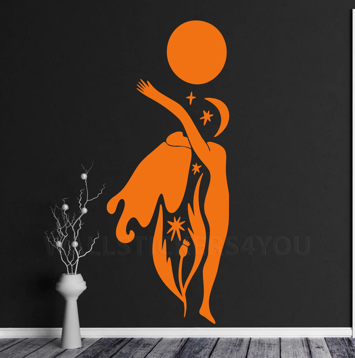 abstract woman decal  orange