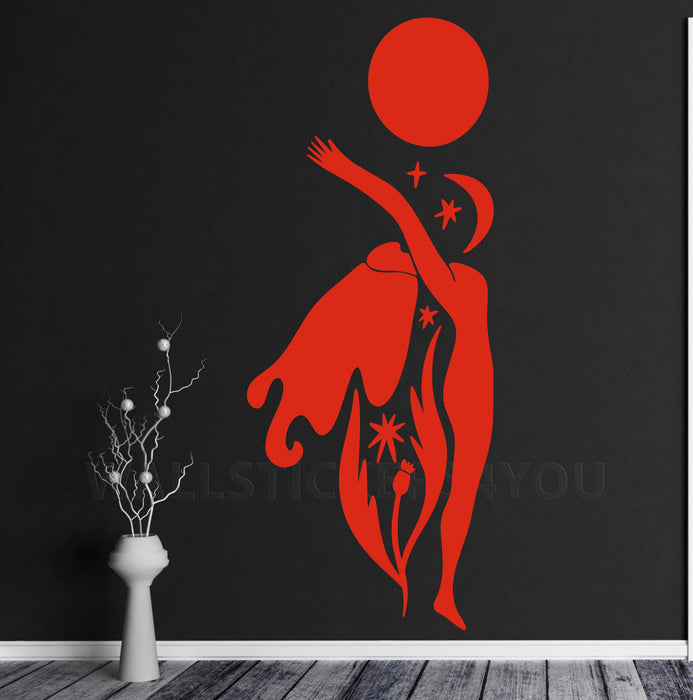 abstract woman decal red