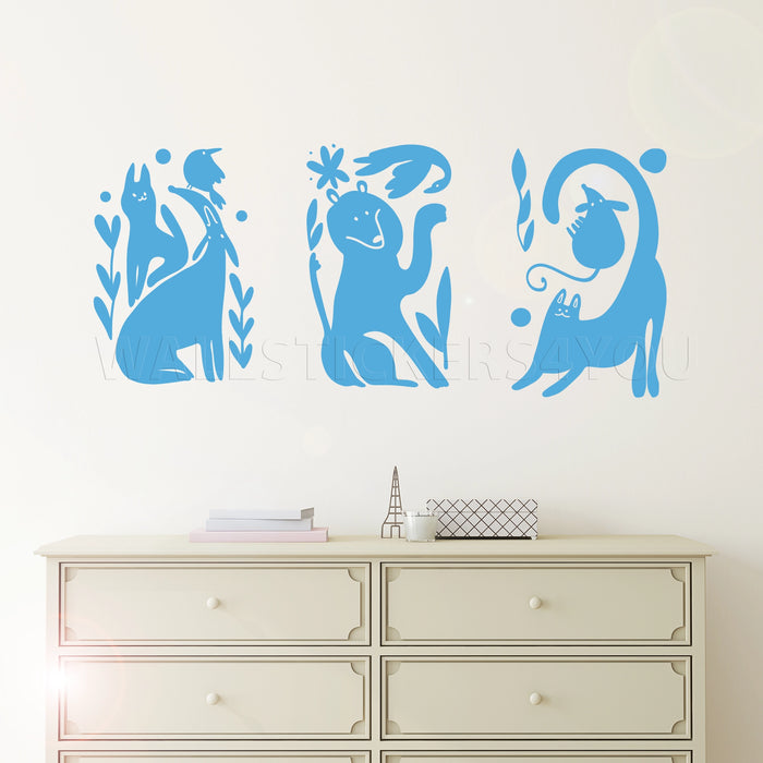 abstract artwork animals decal light blue