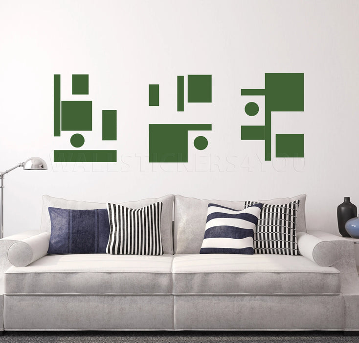 geometric abstract wall decal dark green