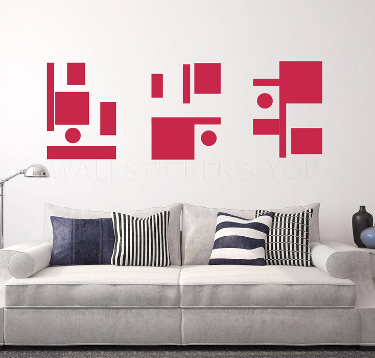 geometric abstract wall decal dark red