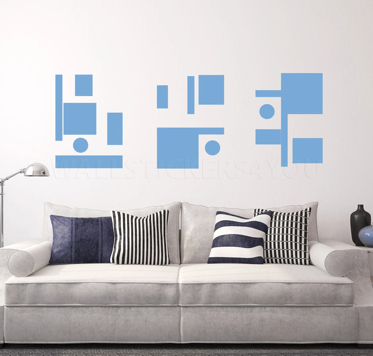 geometric abstract wall decal light blue