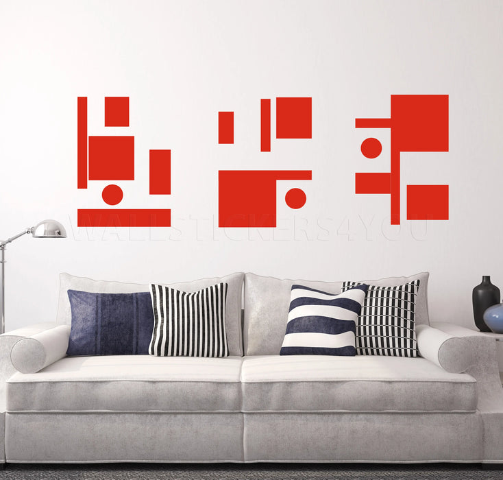 geometric abstract wall decal red