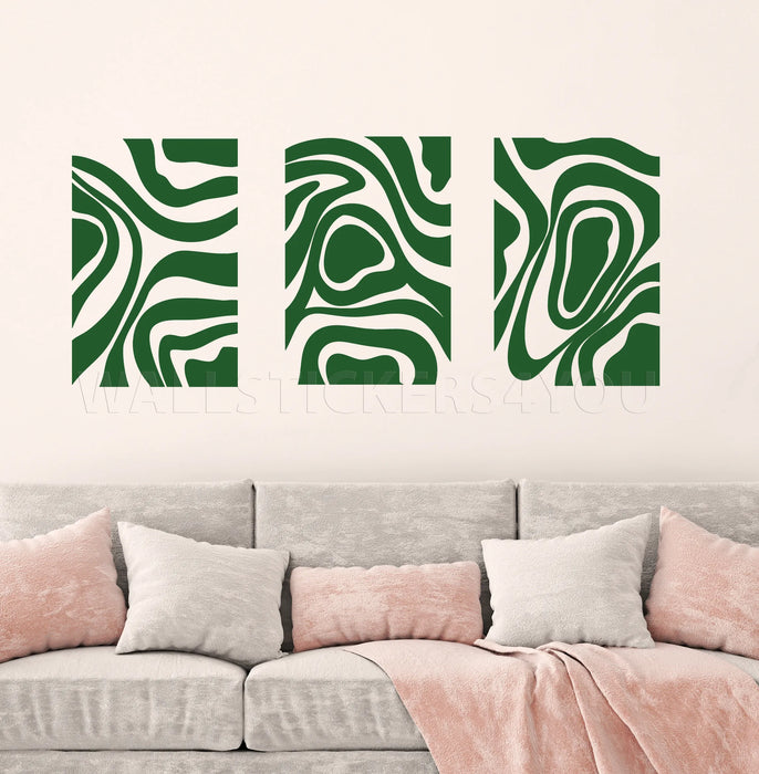 abstract waves decal dark green