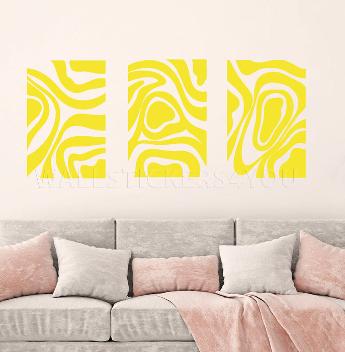 abstract waves decal yellow