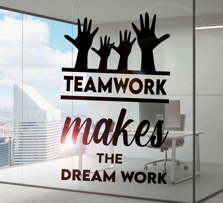 Cool Vinyl Decal Wall Sticker Office Quote Teamwork Makes The Dreamwork Decor Unique Gift (z3955)