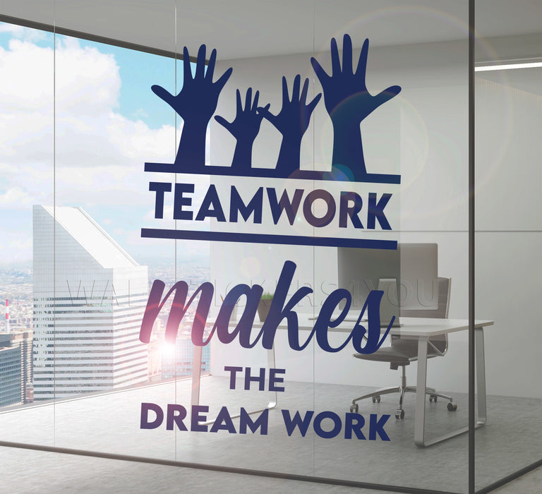 Cool Vinyl Decal Wall Sticker Office Quote Teamwork Makes The Dreamwork Decor Unique Gift (z3955)