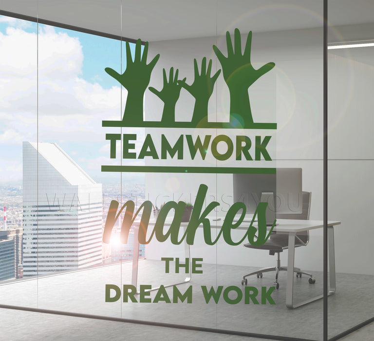 Cool Vinyl Decal Wall Sticker Office Quote Teamwork Makes The Dreamwork Decor Unique Gift (z3955)