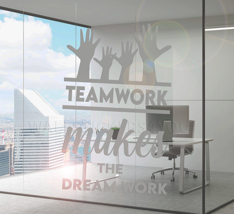 Cool Vinyl Decal Wall Sticker Office Quote Teamwork Makes The Dreamwork Decor Unique Gift (z3955)