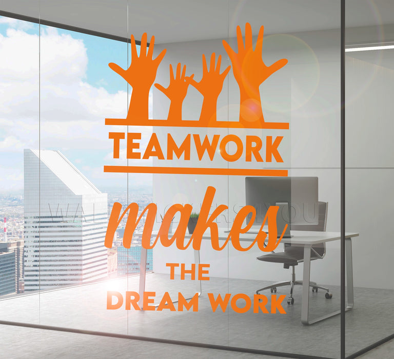 Cool Vinyl Decal Wall Sticker Office Quote Teamwork Makes The Dreamwork Decor Unique Gift (z3955)