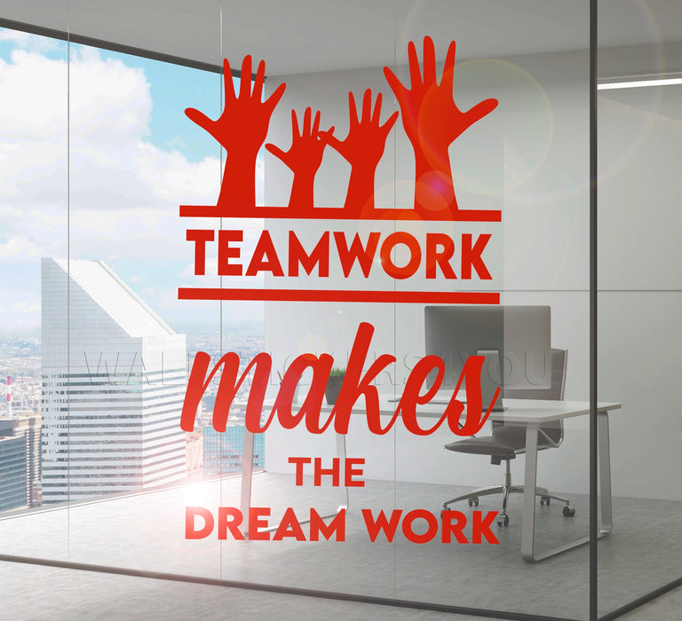 Cool Vinyl Decal Wall Sticker Office Quote Teamwork Makes The Dreamwork Decor Unique Gift (z3955)