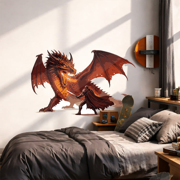 Dragon and Knight Fantasy Colorful Wall Decal z5409