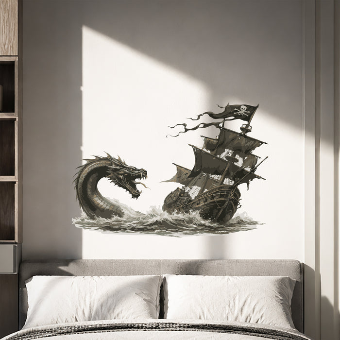 Dragon Ship Ocean Colorful Wall Decal z5426