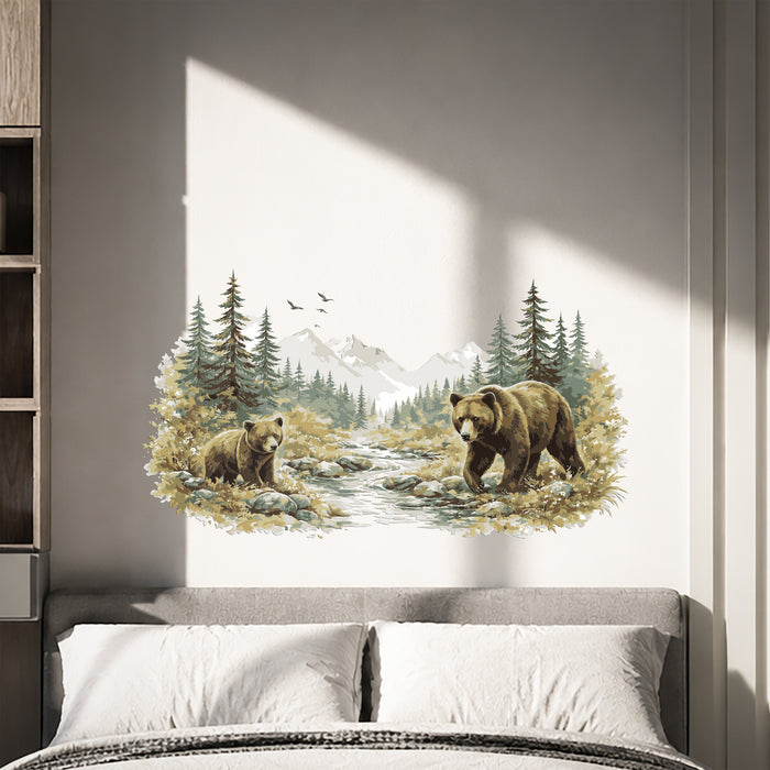 Bears Mountains Forest Colorful Wall Decal z5427