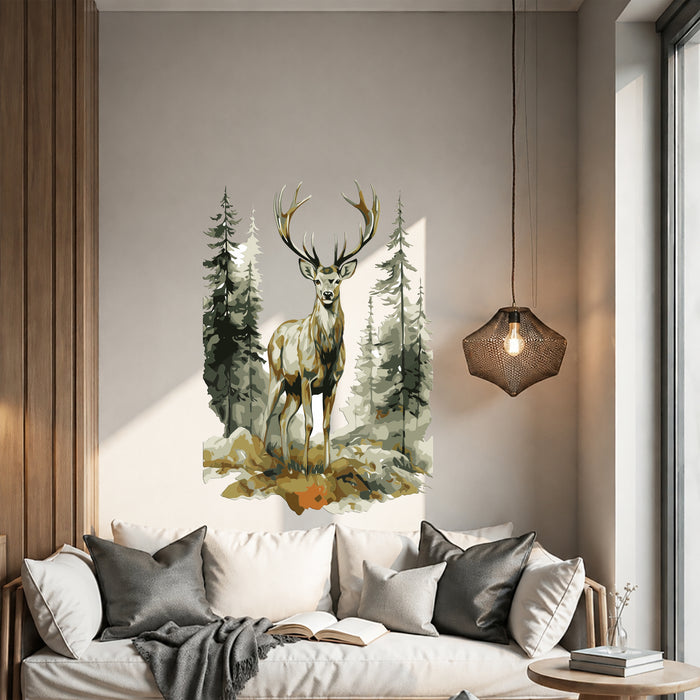 Deer Forest Nature Colorful Wall Decal z5429