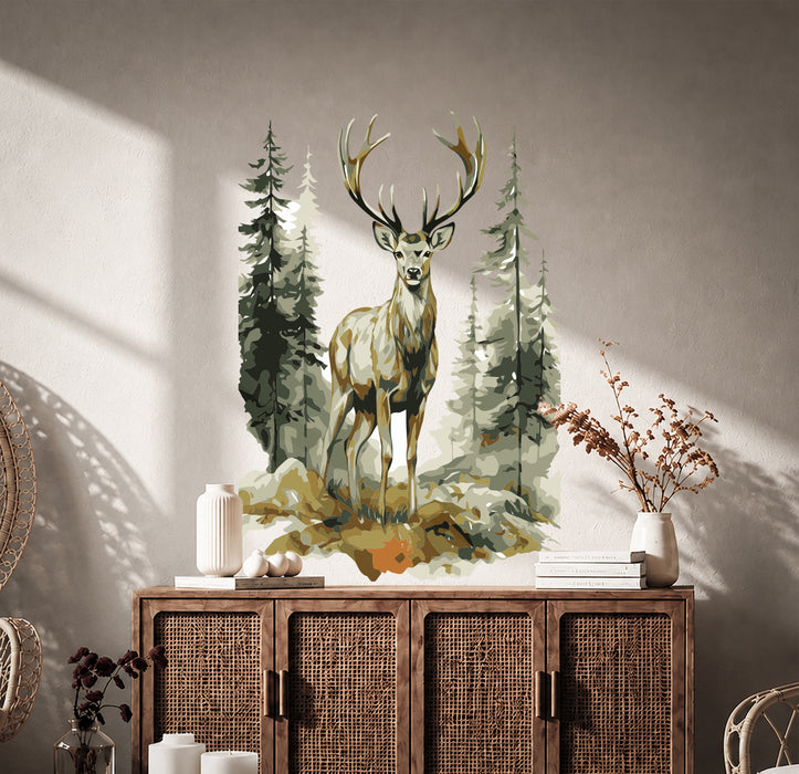 Deer Forest Nature Colorful Wall Decal z5429