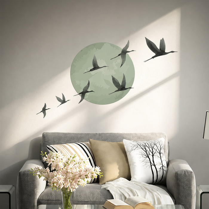 Sun Birds Crane Colorful Wall Decal z5886
