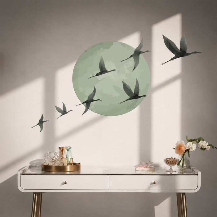 Sun Birds Crane Colorful Wall Decal z5886