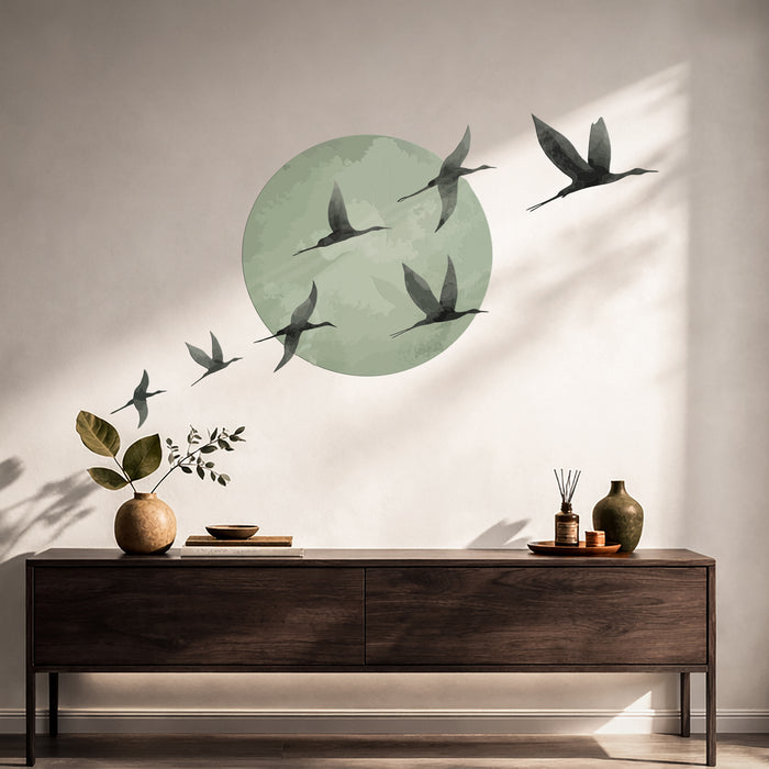 Sun Birds Crane Colorful Wall Decal z5886