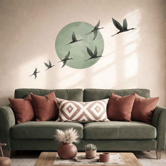 Sun Birds Crane Colorful Wall Decal z5886