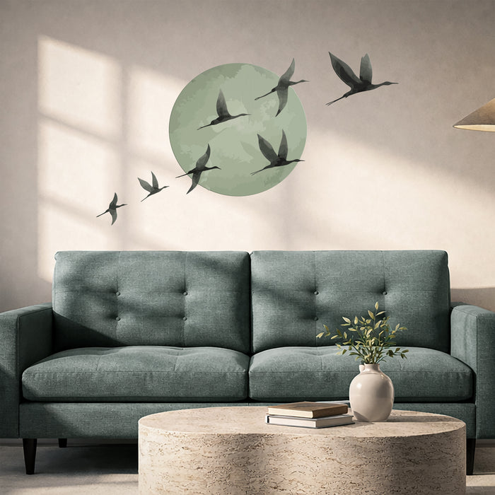Sun Birds Crane Colorful Wall Decal z5886