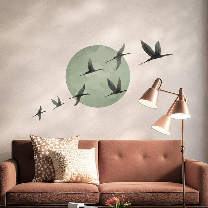 Sun Birds Crane Colorful Wall Decal z5886