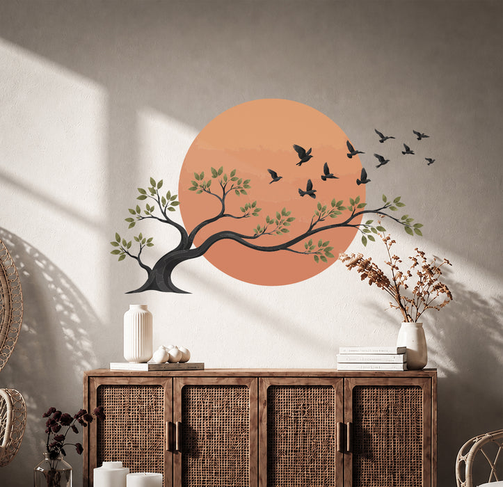 Tree Birds Sun Colorful Wall Decal z5871