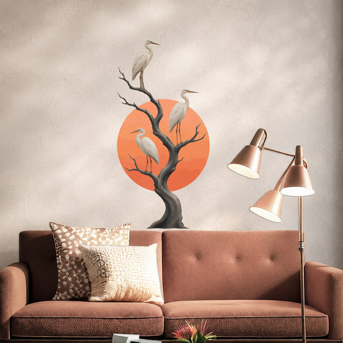 Herons Tree Sun Colorful Wall Decal z5874