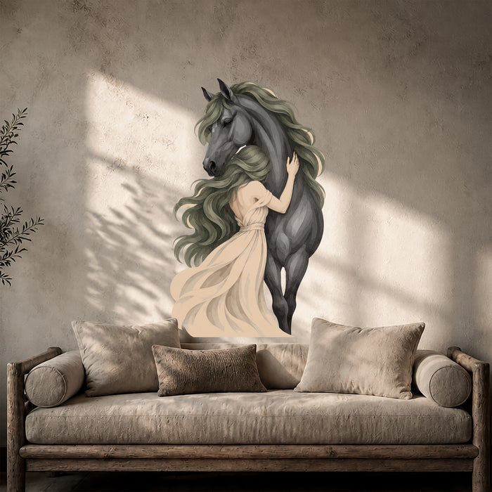 Girl Horse Colorful Wall Decal z5881