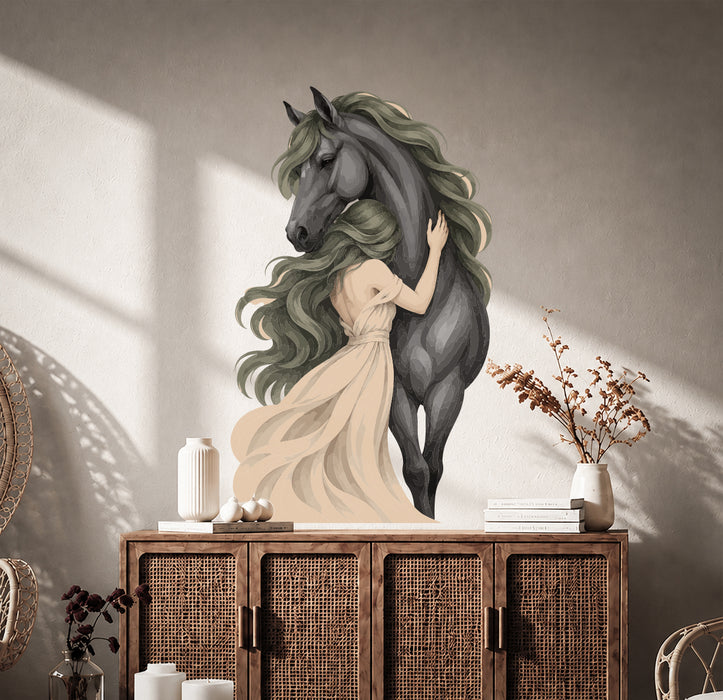 Girl Horse Colorful Wall Decal z5881