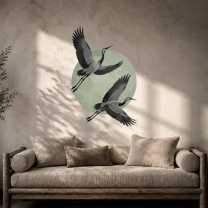 Sun Cranes Birds Colorful Wall Decal z5884