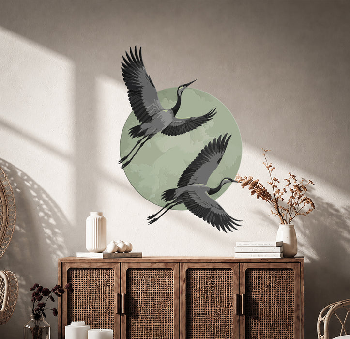 Sun Cranes Birds Colorful Wall Decal z5884