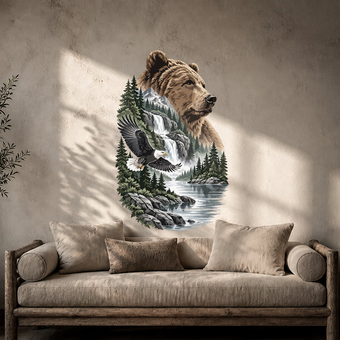 Bear Eagle Landscape Colorful Wall Decal z5888