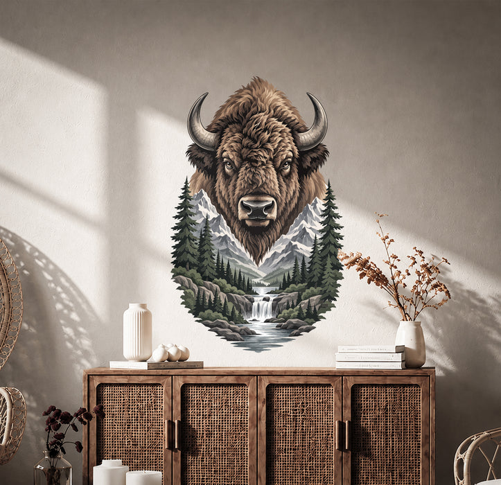 Bison Landscape Colorful Wall Decal z5889