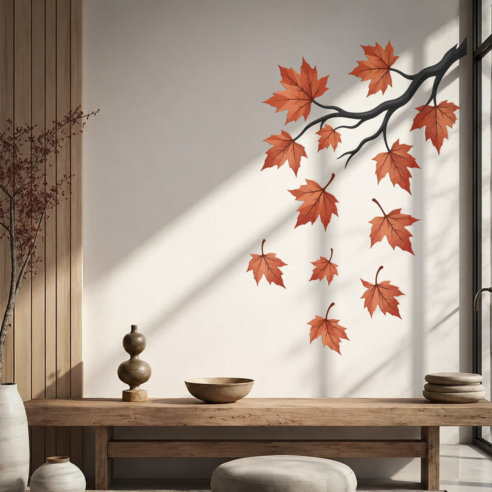 Wall Decal Nature Tree Leaves Maple Terracotta z5894