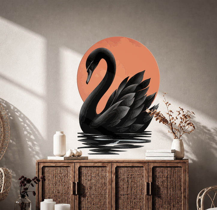 Wall Decal Black Swan Sun Vinyl Art z5909