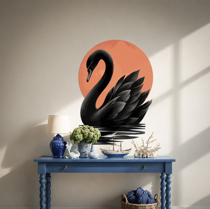 Wall Decal Black Swan Sun Vinyl Art z5909