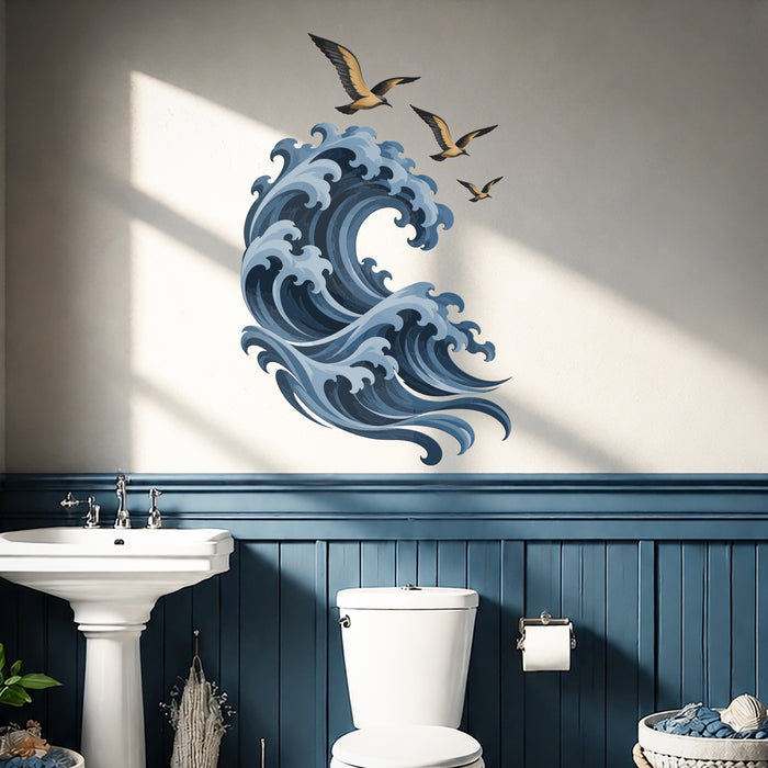 Wall Decal Ocean Waves Birds z5910