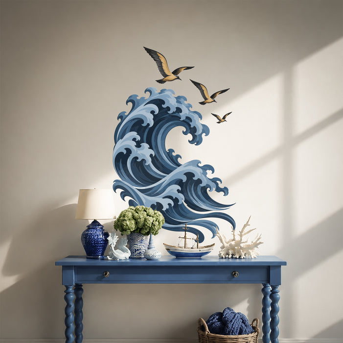 Wall Decal Ocean Waves Birds z5910