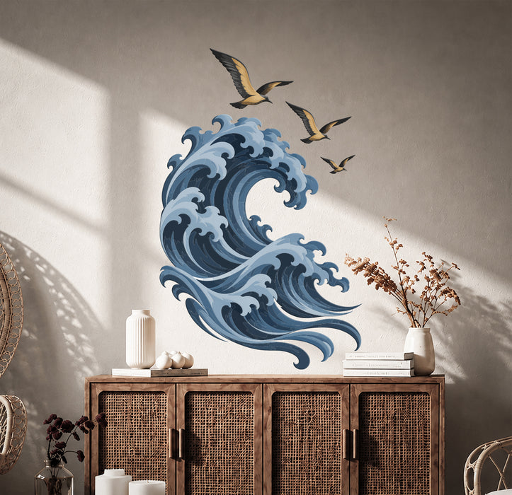 Wall Decal Ocean Waves Birds z5910