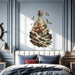 Sailing ship in a bottle with ocean waves and seabirds wall decal in an interior