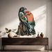 Raven and evergreen forest wall decal shown in a japandi hall 01 room interior.