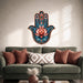 Hamsa hand and lotus flower wall decal shown in a scandinavian interior 04 room interior.